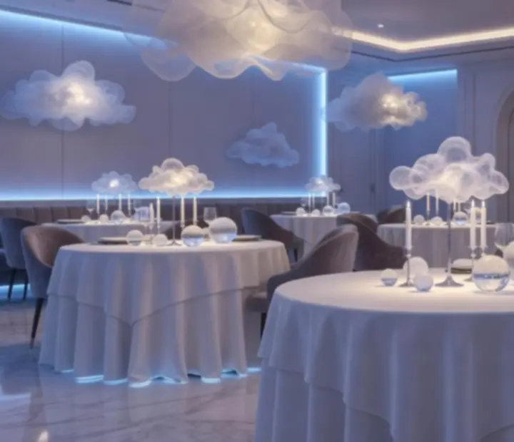 Décor de soirée sur mesure avec ambiance lumineuse douce chez Luminoblebo