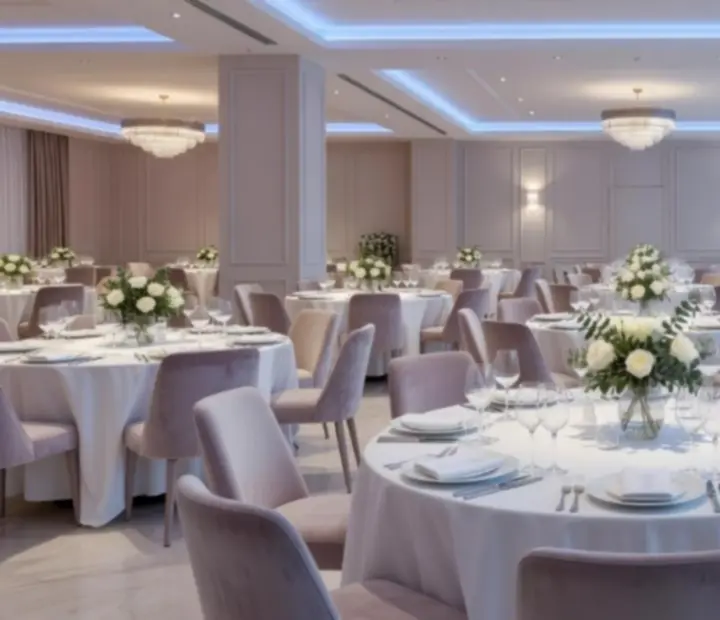 Espace restaurant privatisable avec lumière douce chez Luminoblebo
