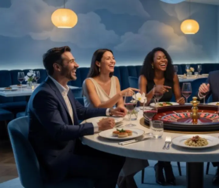 Groupe d’amis partageant une soirée roulette conviviale chez Luminoblebo